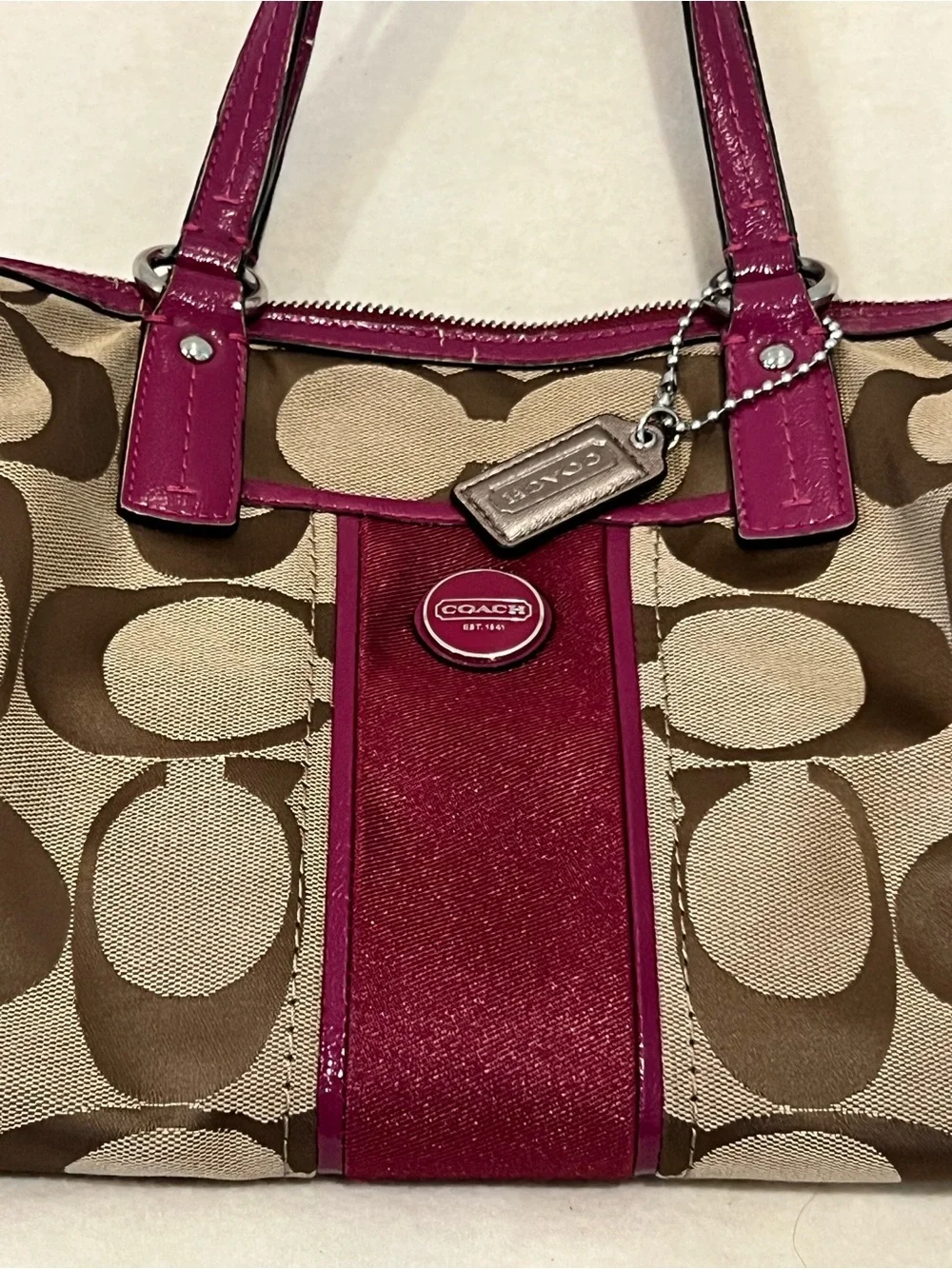Coach Signature Stripe Satchel (# F24364)